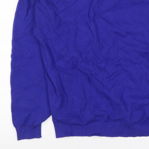 Marks and Spencer Women Blue XL Crew Neck Button Shoulder Jumper
