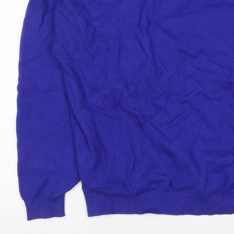 Marks and Spencer Women Blue XL Crew Neck Button Shoulder Jumper