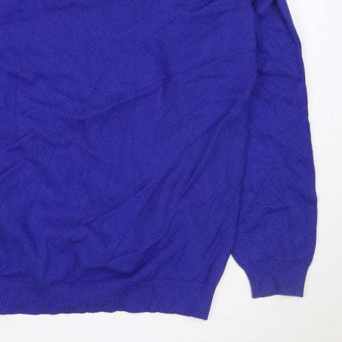 Marks and Spencer Women Blue XL Crew Neck Button Shoulder Jumper
