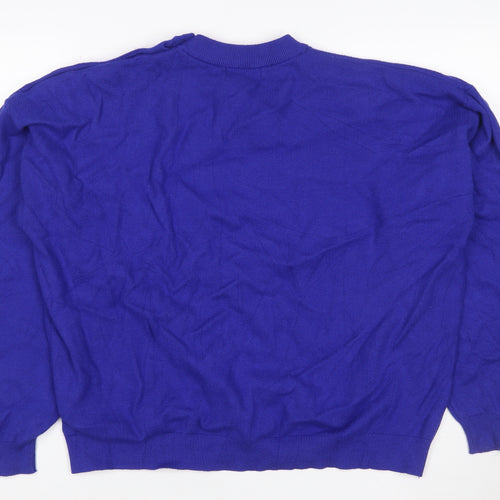 Marks and Spencer Women Blue XL Crew Neck Button Shoulder Jumper