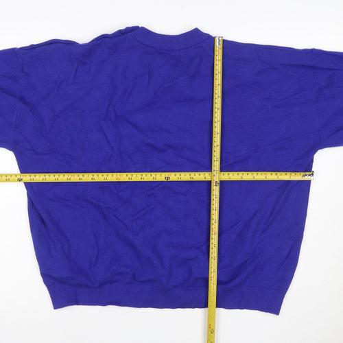 Marks and Spencer Women Blue XL Crew Neck Button Shoulder Jumper