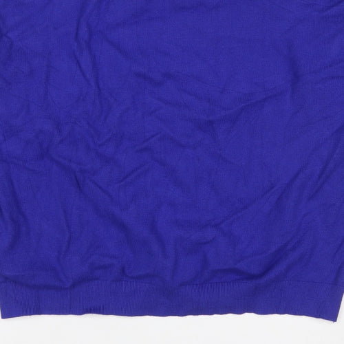 Marks and Spencer Women Blue XL Crew Neck Button Shoulder Jumper