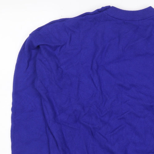 Marks and Spencer Women Blue XL Crew Neck Button Shoulder Jumper