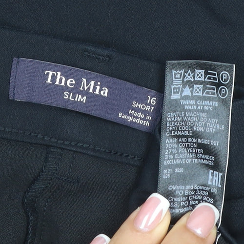 M&S Women’s Black Size 16 Short The Mia Slim Tailored Trousers