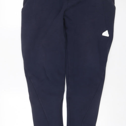 Adidas Men's Navy Blue XL Track Pants Tapered Stretch Zip Ankle Joggers