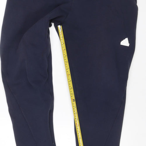 Adidas Men's Navy Blue XL Track Pants Tapered Stretch Zip Ankle Joggers