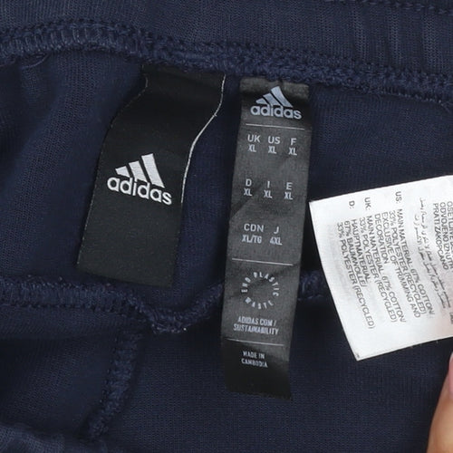 Adidas Men's Navy Blue XL Track Pants Tapered Stretch Zip Ankle Joggers