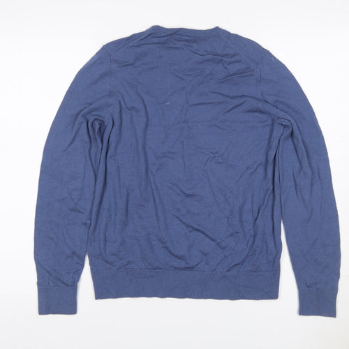 Marks and Spencer Women Blue Size 14 Merino Wool Crew Neck Jumper