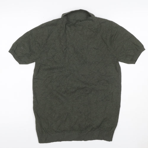boohooMAN Men’s Green Size S Knit 1/4 Zip Short Sleeve Polo