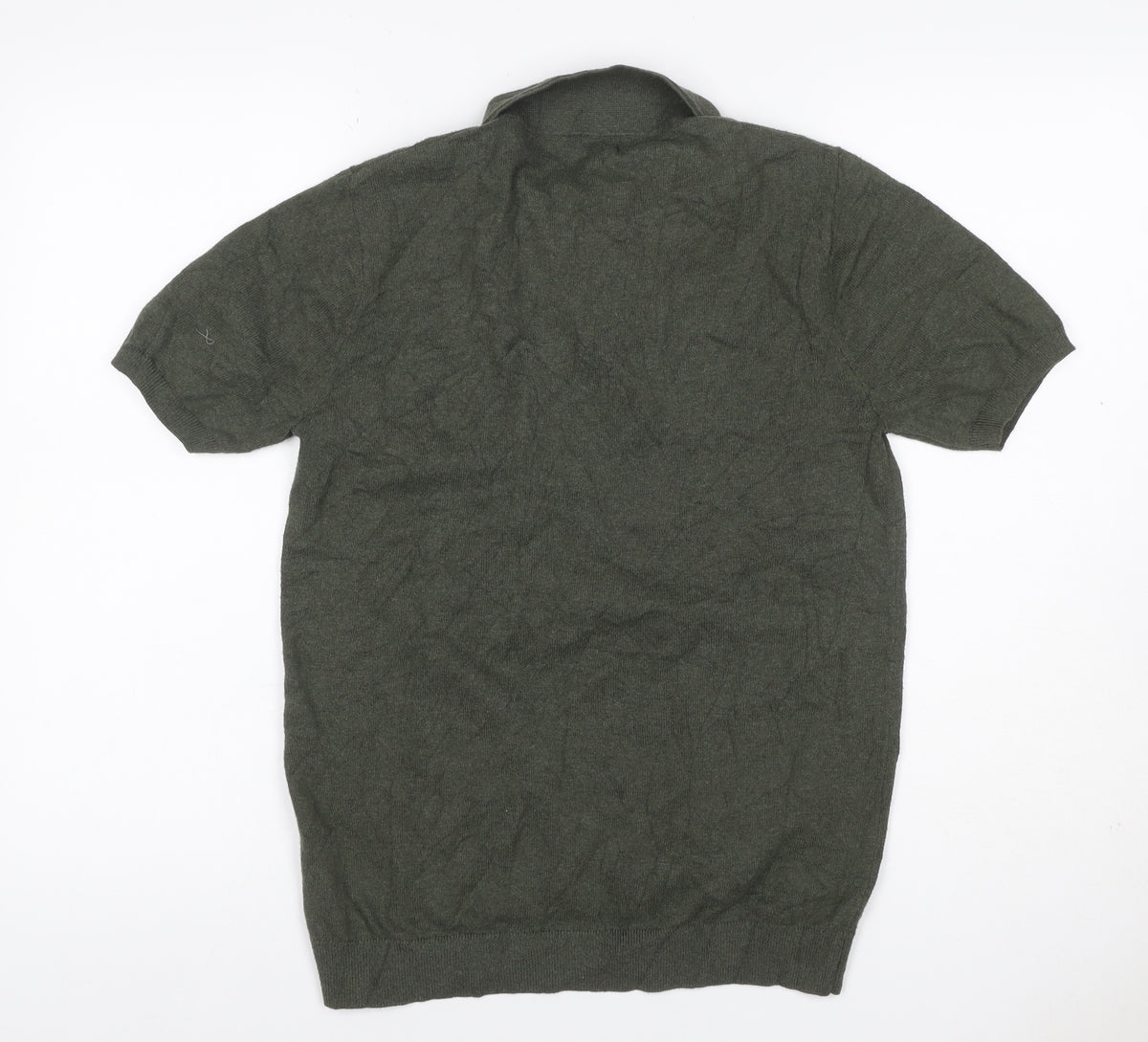 boohooMAN Men’s Green Size S Knit 1/4 Zip Short Sleeve Polo