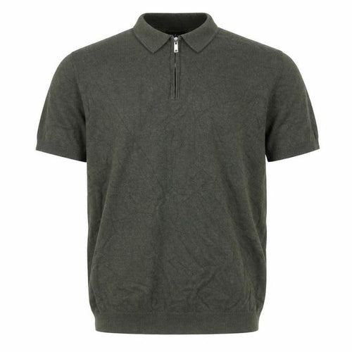 boohooMAN Men’s Green Size S Knit 1/4 Zip Short Sleeve Polo