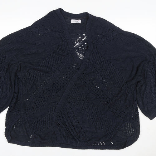 Per Una Women’s Navy Blue UK 22 Open Knit Cable Cardigan 3/4 Sleeve
