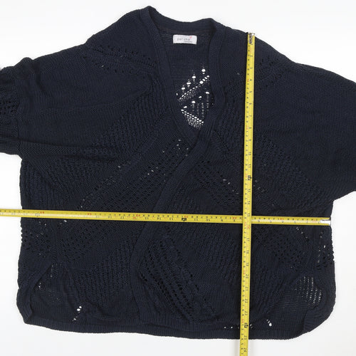 Per Una Women’s Navy Blue UK 22 Open Knit Cable Cardigan 3/4 Sleeve