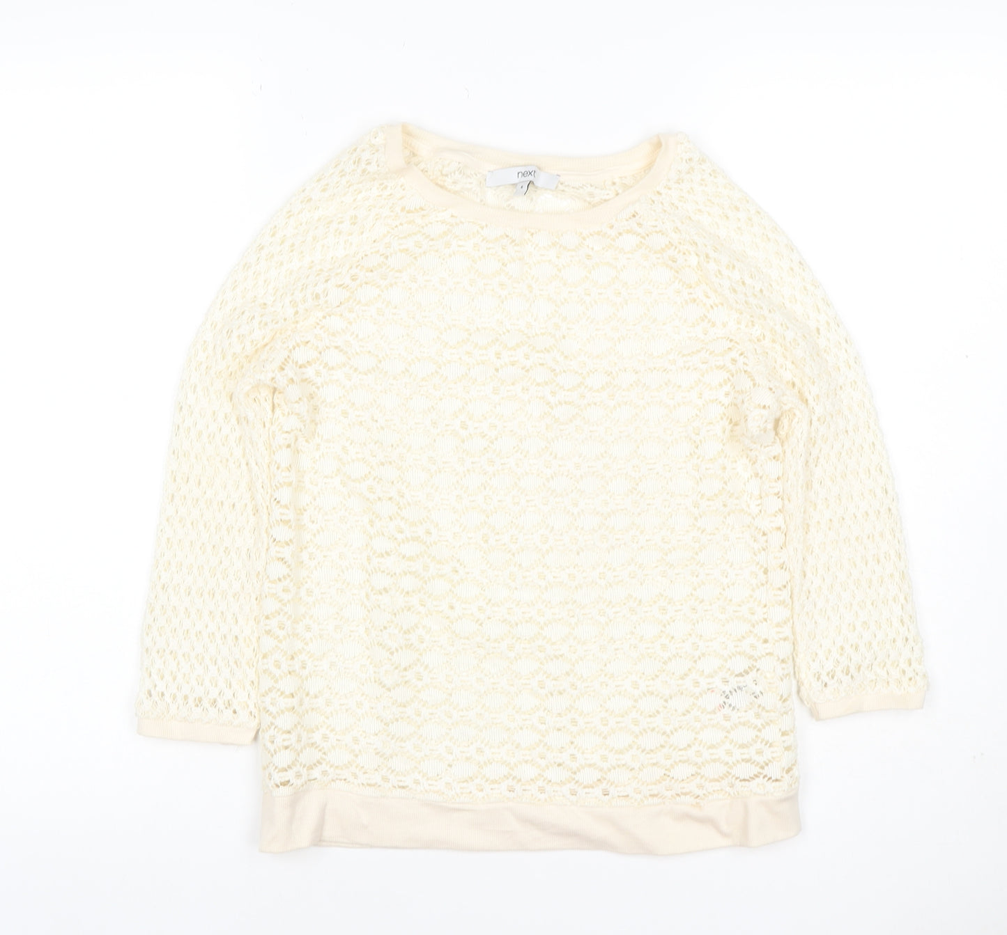 Next Women’s Ivory UK 6 Open Knit Crochet Crew Neck Jumper