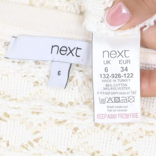 Next Women’s Ivory UK 6 Open Knit Crochet Crew Neck Jumper