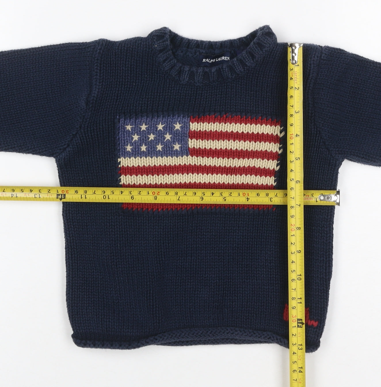 Ralph Lauren Boys Blue 4-5 Years USA Flag Cotton Knit Pullover Jumper