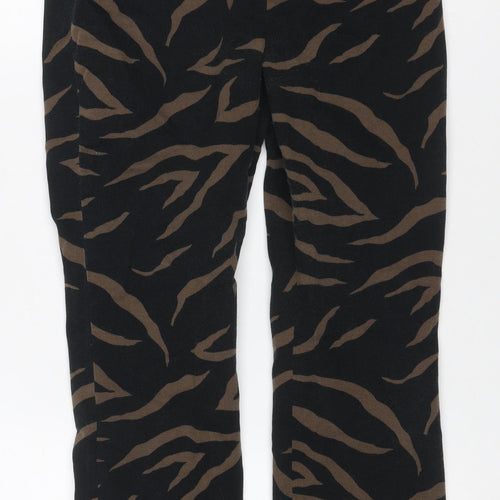 & Other Stories Women Black Brown Animal Print Wide Leg Trousers UK 10