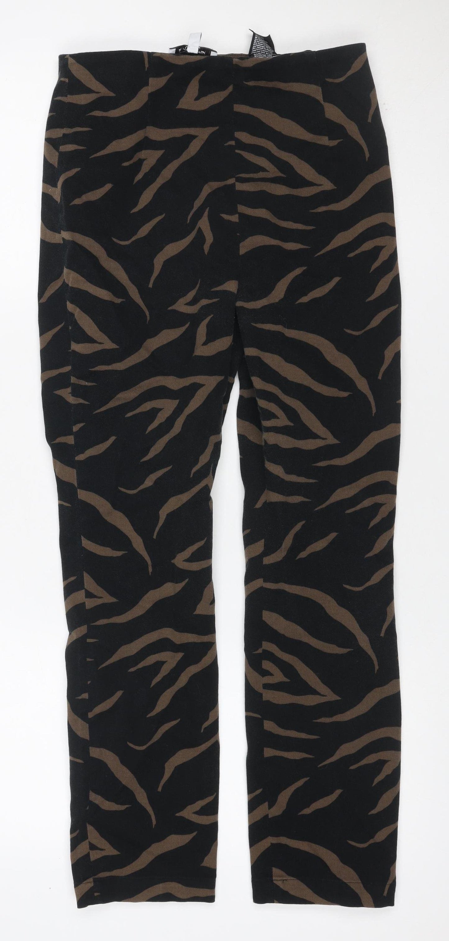 & Other Stories Women Black Brown Animal Print Wide Leg Trousers UK 10