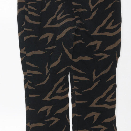 & Other Stories Women Black Brown Animal Print Wide Leg Trousers UK 10