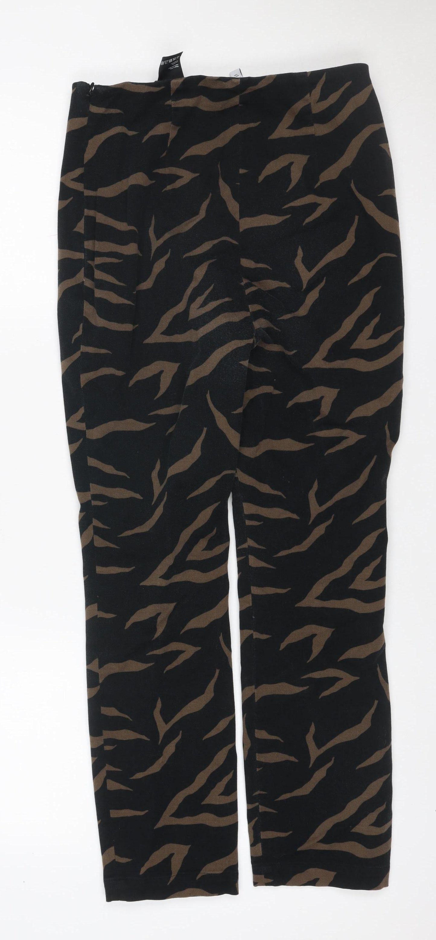 & Other Stories Women Black Brown Animal Print Wide Leg Trousers UK 10