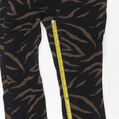 & Other Stories Women Black Brown Animal Print Wide Leg Trousers UK 10
