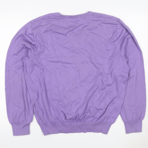 Polo Golf Ralph Lauren Men Purple XL V-Neck Cotton Cashmere Jumper
