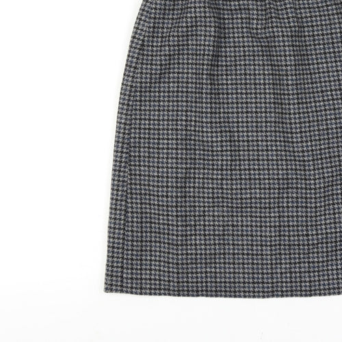 Women’s Wool Grey Black Houndstooth Check 28 Waist High Rise Pencil Skirt Knee Length