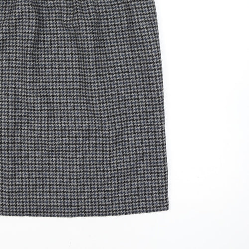 Women’s Wool Grey Black Houndstooth Check 28 Waist High Rise Pencil Skirt Knee Length