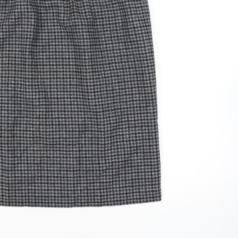 Women’s Wool Grey Black Houndstooth Check 28 Waist High Rise Pencil Skirt Knee Length