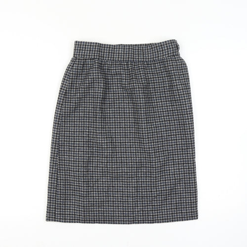 Women’s Wool Grey Black Houndstooth Check 28 Waist High Rise Pencil Skirt Knee Length