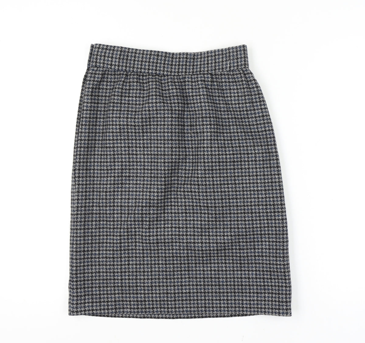 Women’s Wool Grey Black Houndstooth Check 28 Waist High Rise Pencil Skirt Knee Length