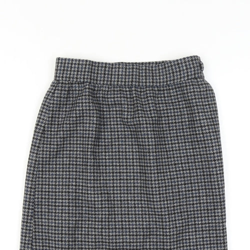 Women’s Wool Grey Black Houndstooth Check 28 Waist High Rise Pencil Skirt Knee Length