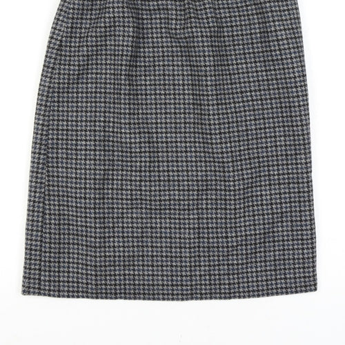 Women’s Wool Grey Black Houndstooth Check 28 Waist High Rise Pencil Skirt Knee Length