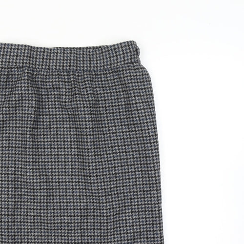 Women’s Wool Grey Black Houndstooth Check 28 Waist High Rise Pencil Skirt Knee Length