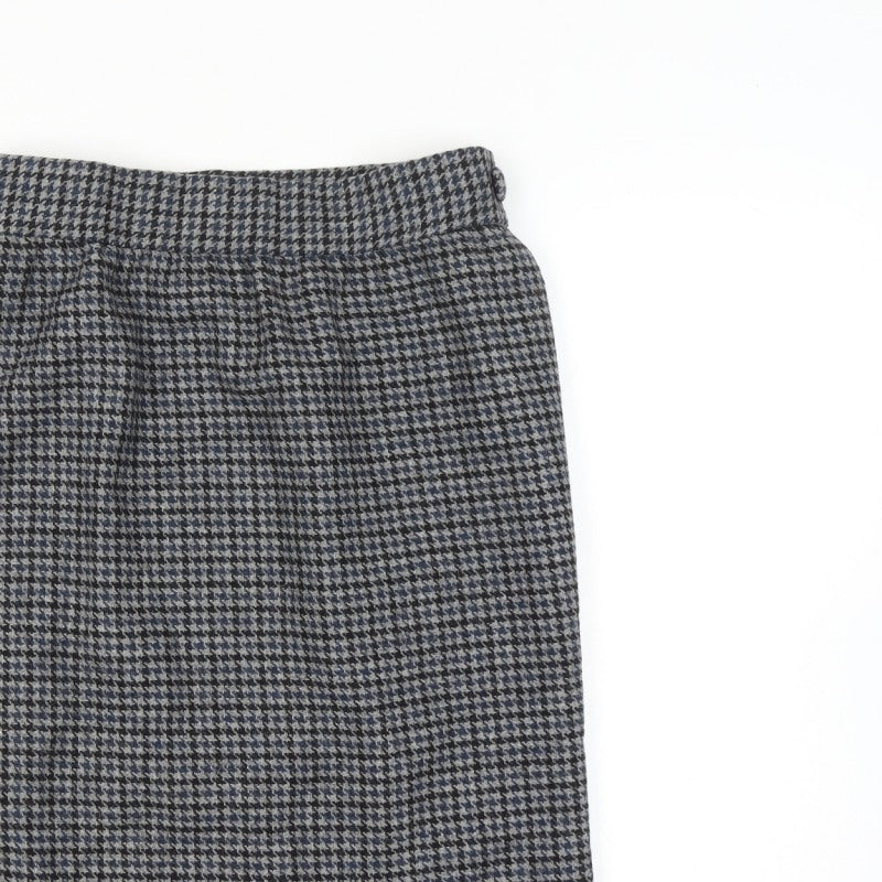 Women’s Wool Grey Black Houndstooth Check 28 Waist High Rise Pencil Skirt Knee Length