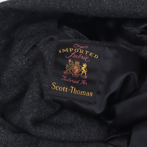 Imported Tailor Scott Thomas Men’s 42 Chest Grey Long Herringbone Overcoat