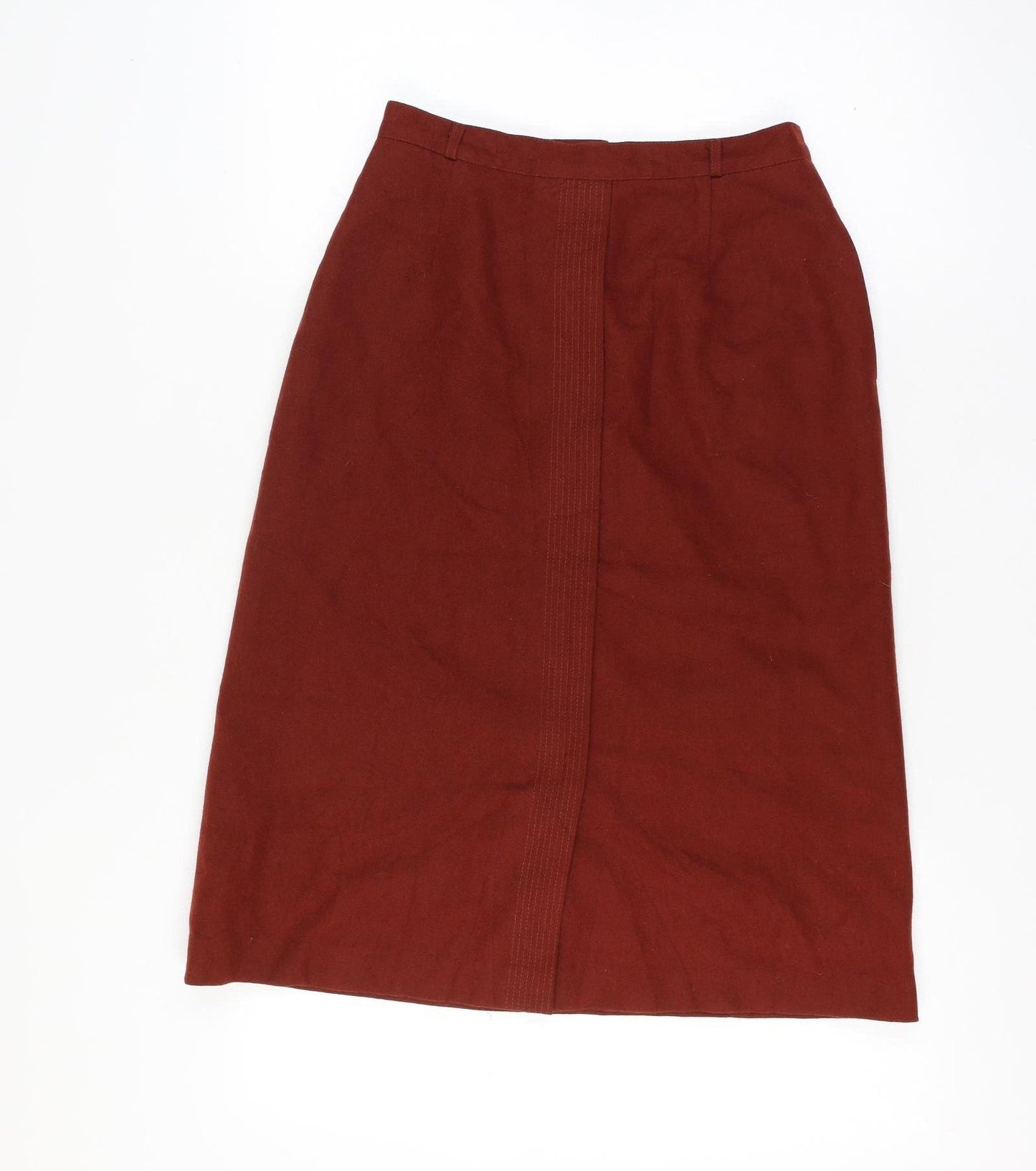 Pan-Hel Women’s Red Wool Midi Pencil Skirt 28 Waist Vintage