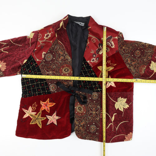 Indigo Moon XXL Women’s Red Floral Beaded Patchwork Kimono Jacket