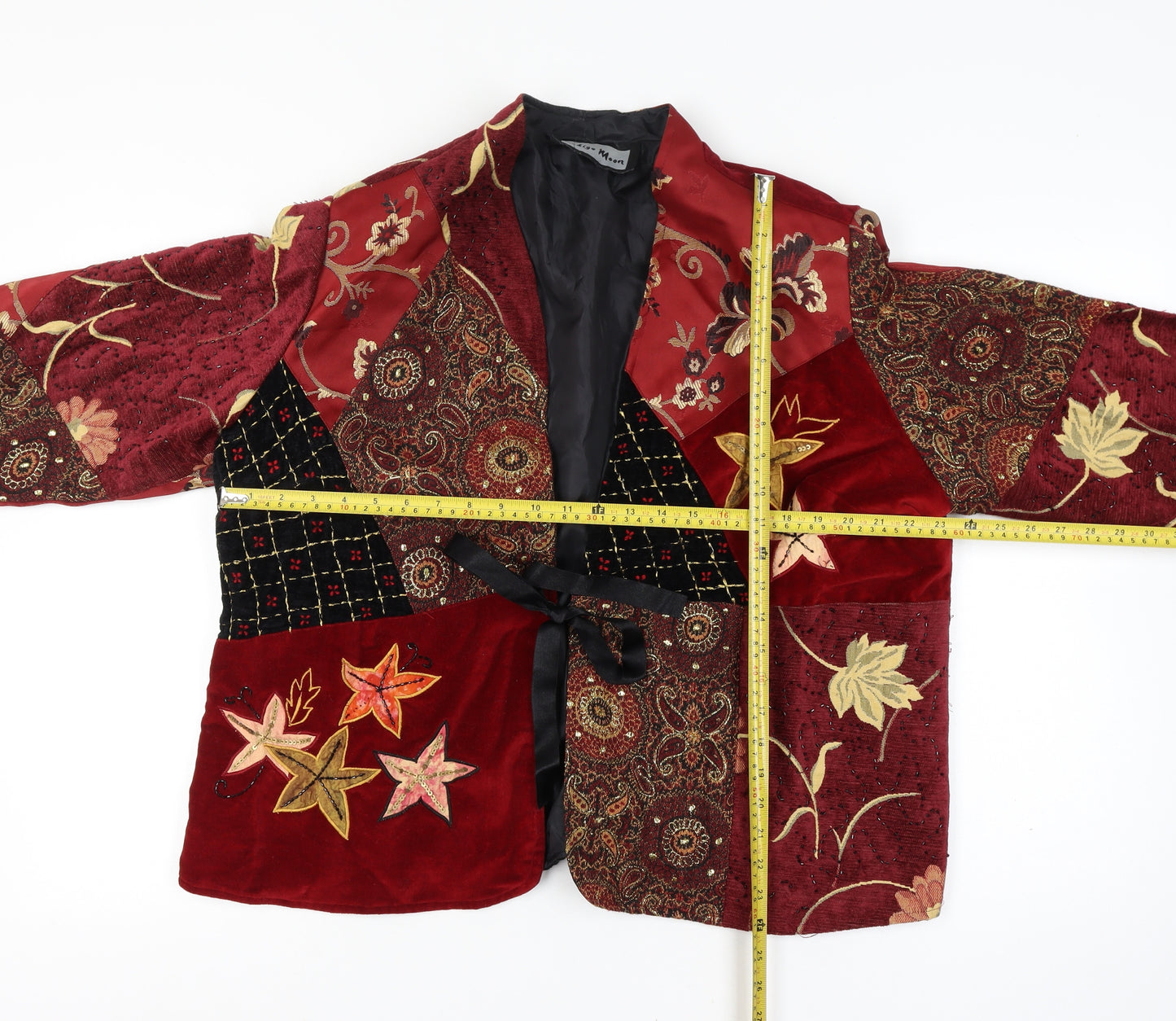 Indigo Moon XXL Women’s Red Floral Beaded Patchwork Kimono Jacket