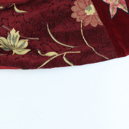 Indigo Moon XXL Women’s Red Floral Beaded Patchwork Kimono Jacket