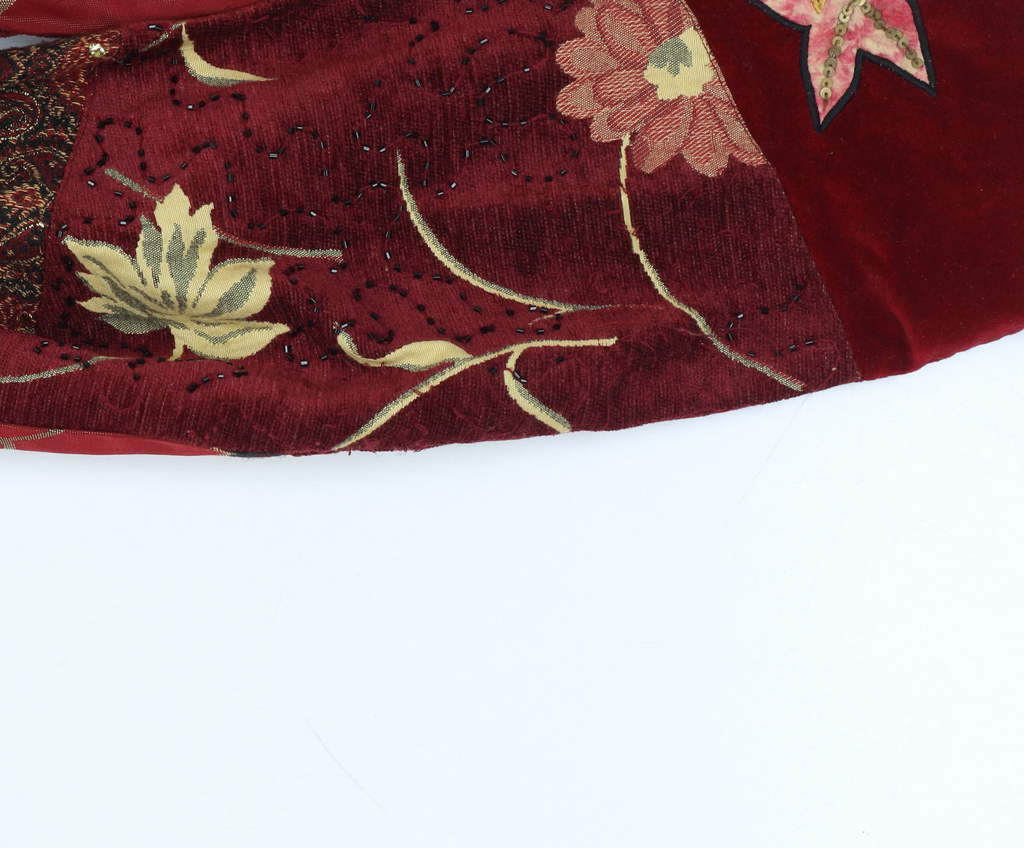 Indigo Moon XXL Women’s Red Floral Beaded Patchwork Kimono Jacket