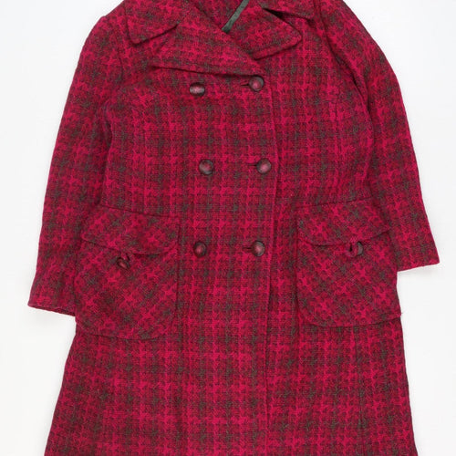 Allaird's Women's Red Size 14 Geometric Knit Pea Coat Long Double-Breasted