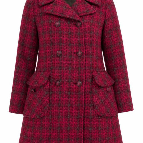 Allaird's Women's Red Size 14 Geometric Knit Pea Coat Long Double-Breasted