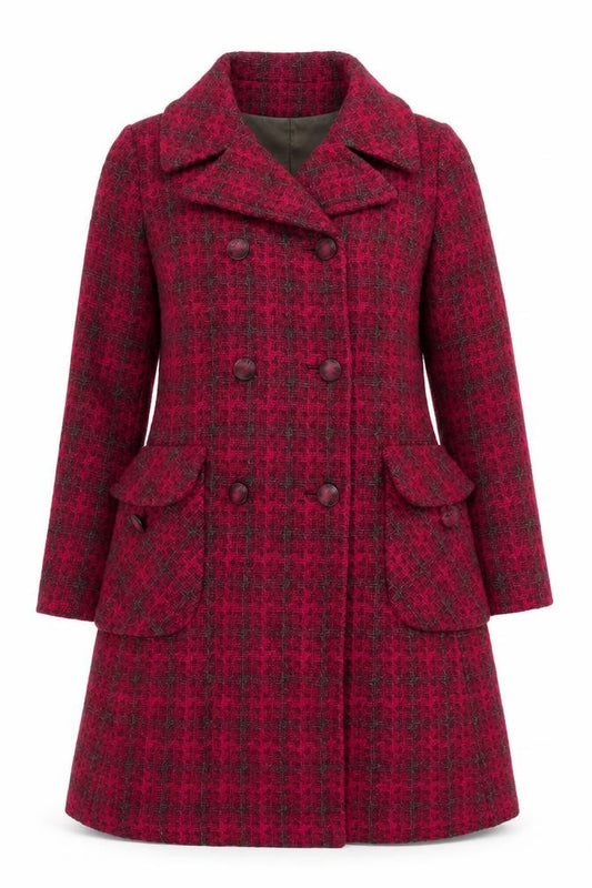 Allaird's Women's Red Size 14 Geometric Knit Pea Coat Long Double-Breasted