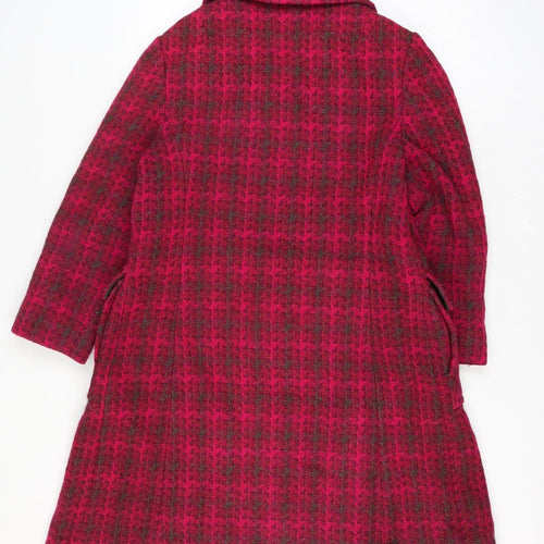 Allaird's Women's Red Size 14 Geometric Knit Pea Coat Long Double-Breasted