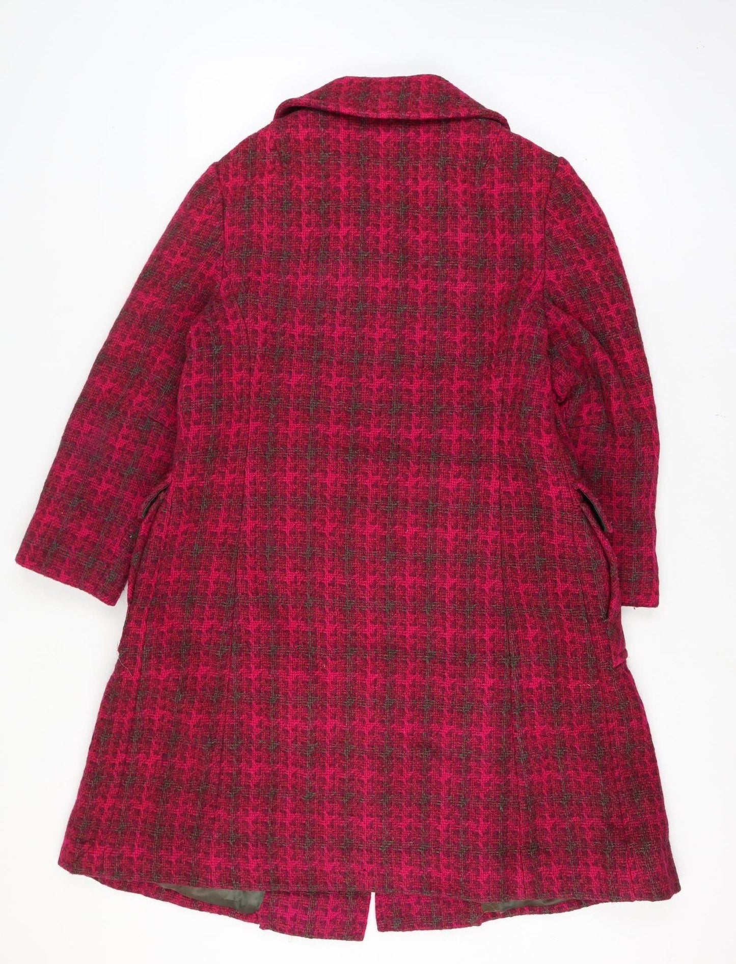 Allaird's Women's Red Size 14 Geometric Knit Pea Coat Long Double-Breasted