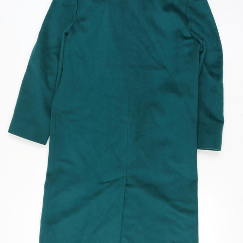 Fashions By Jill Women Size 14 Green Wool Velvet Collar Long Overcoat Size Unlabelled