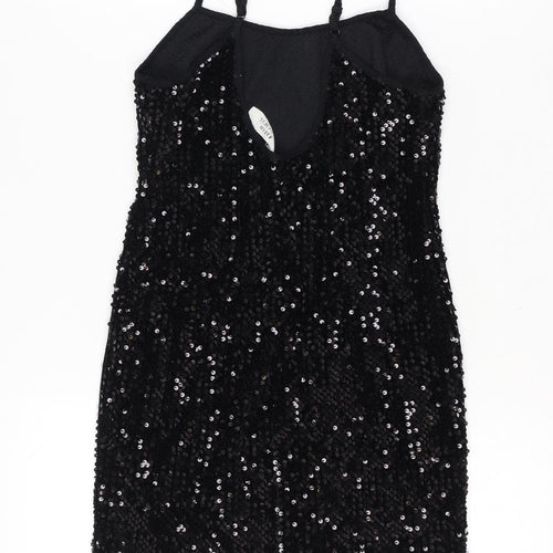 Urban Renewal Women Size 8 Black Sequin Bodycon Knee Dress Adjustable Straps