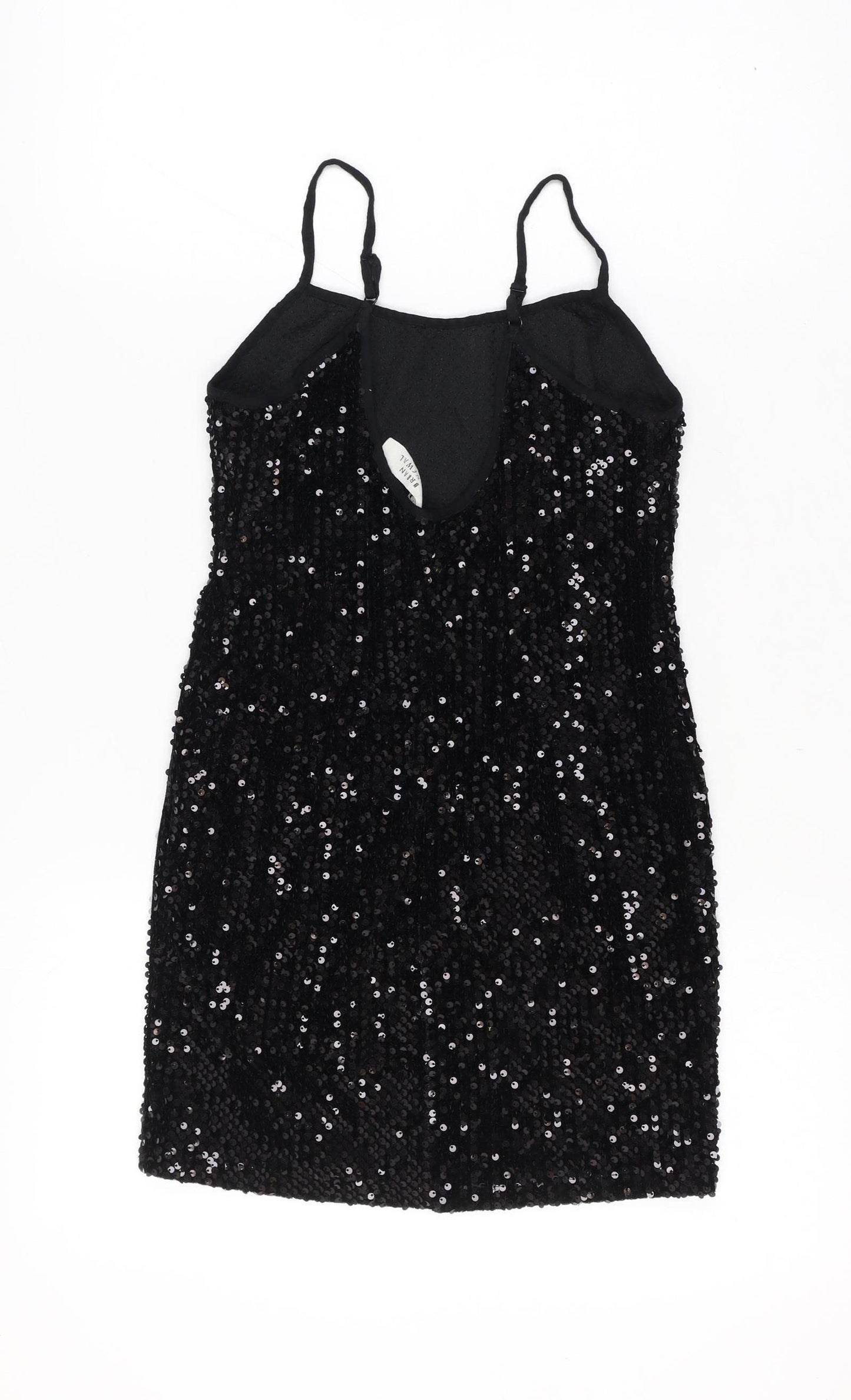Urban Renewal Women Size 8 Black Sequin Bodycon Knee Dress Adjustable Straps