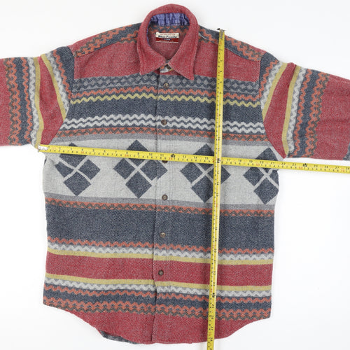 Benetton Blue Family Men’s M Multicolour Wool Blend Argyle Overshirt